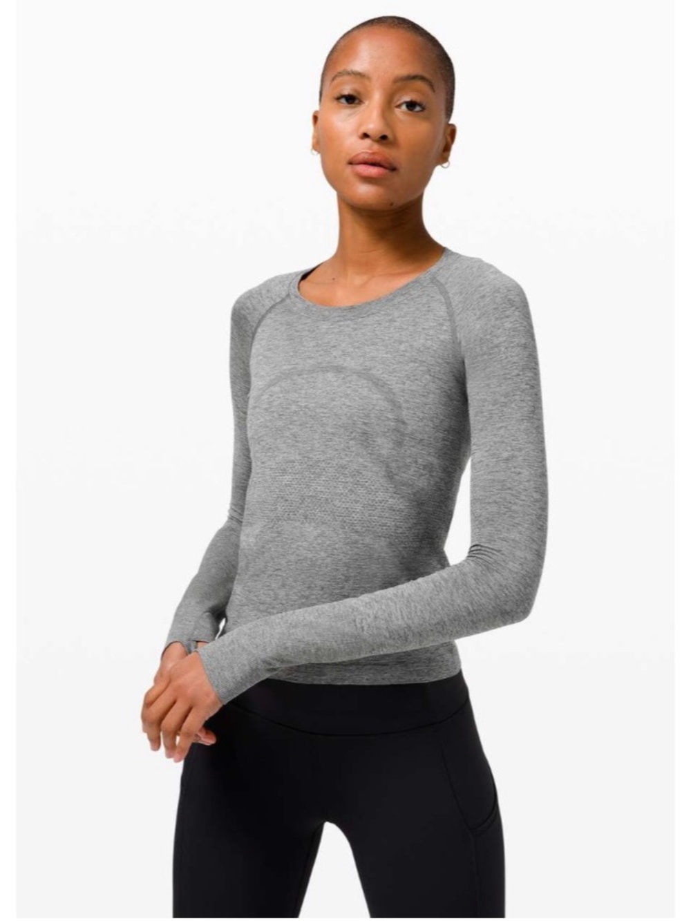 Women’s Grey Long-Sleeve Seamless Performance Sweater